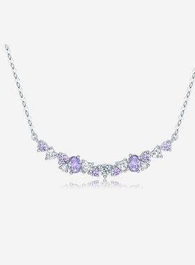 周六福琉璃星云项链女S925银花卉链坠轻奢小众送女友节日礼物