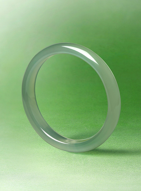 周六福油青深青玉髓手镯宽条新中式高贵国风节日礼物送妈妈