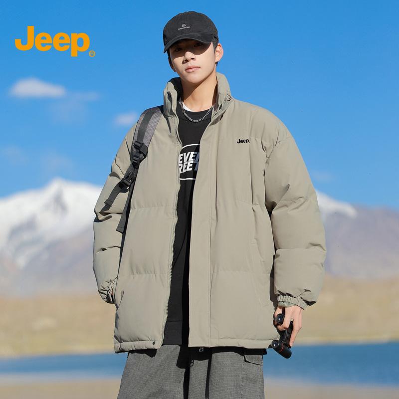 jeep吉普羽绒棉服面包棉衣外套立领潮流加厚青少年防寒服2025新款
