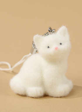 新款萌趣可爱植绒猫狗迷你摆件车载中控台装饰摆设家居挂件树脂