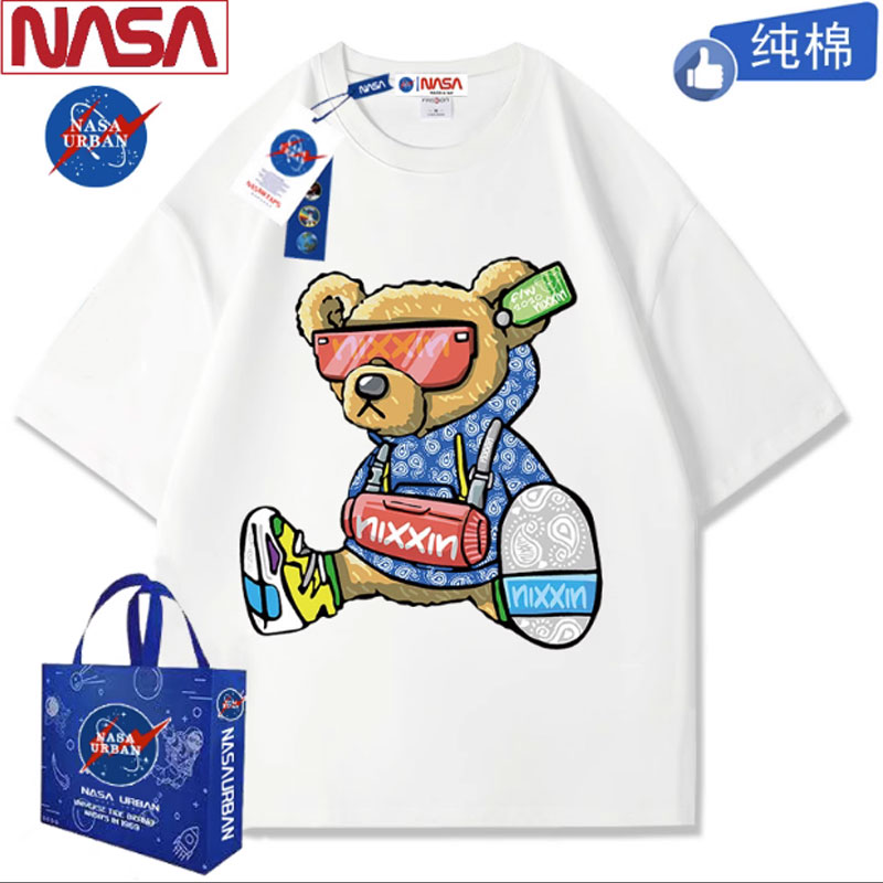 NASA URBAN联名款纯棉打球跑步运动男女短袖t恤短裤夏季情侣装八2