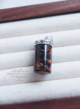 Dreamer饰品925银镶嵌天然彼得石水晶柱灵摆吊坠家居瑜伽饰品吊坠