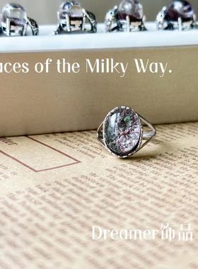Dreamer新品925银镶嵌天然幽灵戒指开口可调节