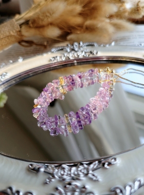 饰品设计天然紫水晶碎石随形手链原创设计浪漫爱情紫色新