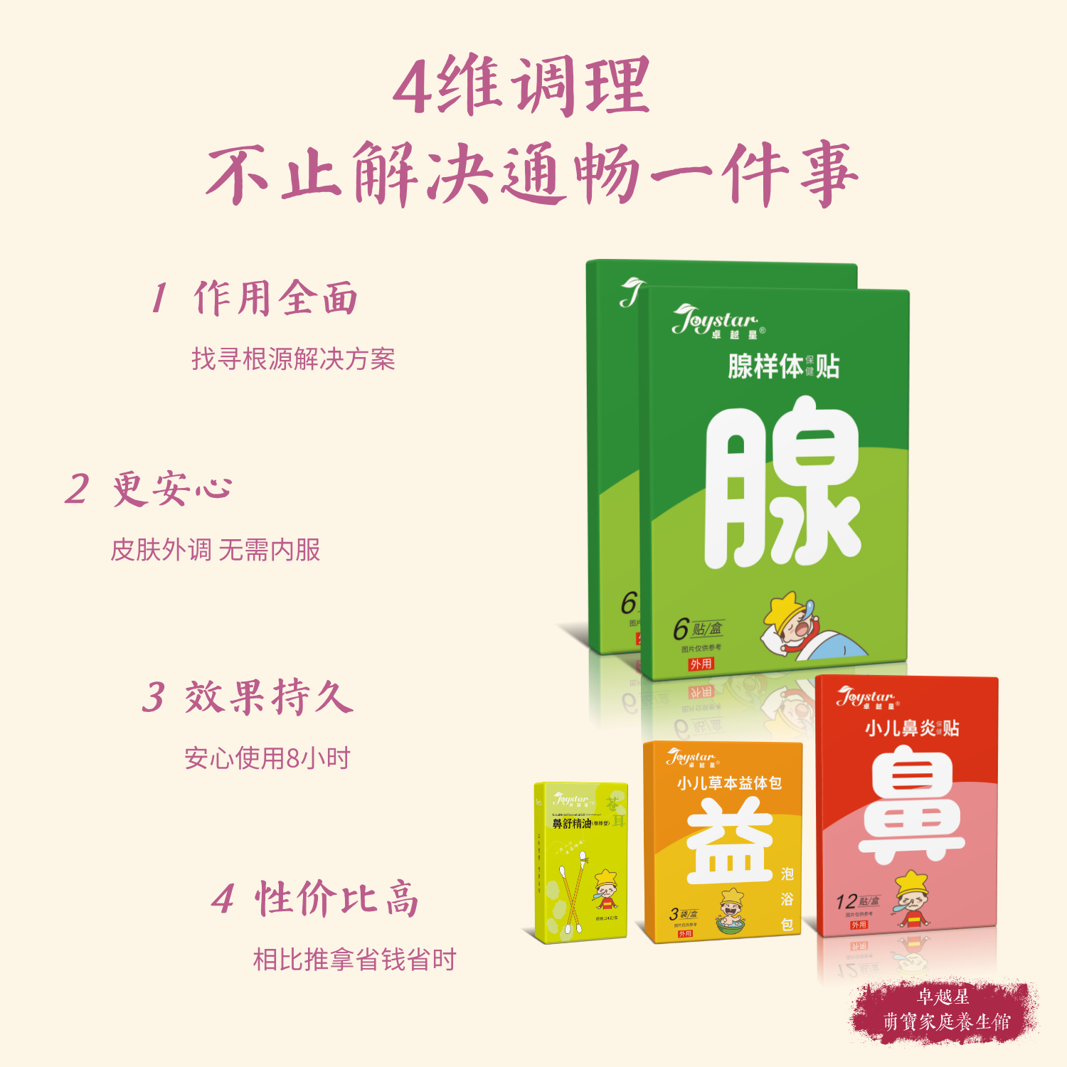 卓越星儿童腺样体贴鼻通贴低敏保健贴宝宝贴青少年膏药贴