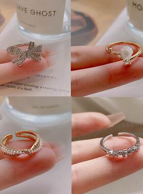 速发韩国轻奢锆石高级感戒指女时尚小众个性百搭开口戒指手饰