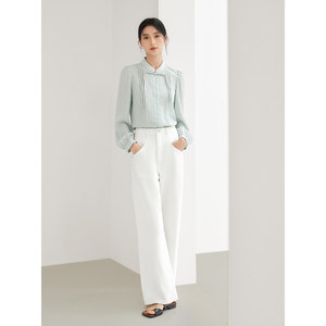 对白DUIBAI【白茶不予】2024春装新款新中式国风醋酸女士衬衫上衣