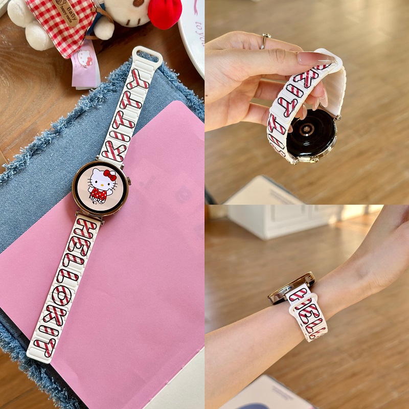 适用华米AmazfitGTR4/Bip5表带字母KT猫卡通Balance/2硅胶磁吸GTR3Pro跃我GTS2/4mini小香风GTR2女款回环腕带 - 图2