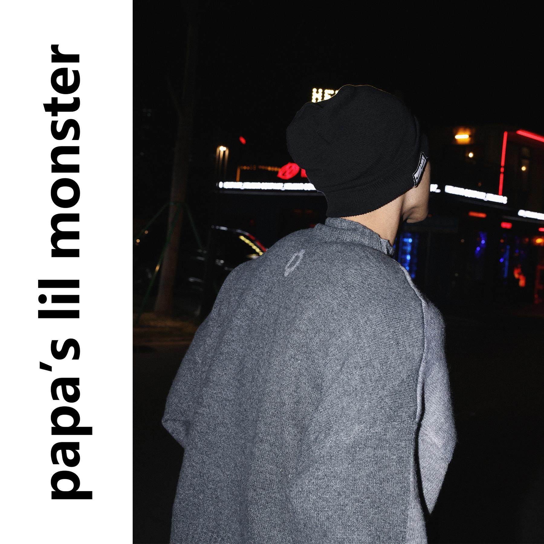 PAPASLILMONSTER美式街头半高领撞色毛衣男字母LOGO提花针织衫女,淘宝优惠券,粉丝福利购,淘宝优惠卷