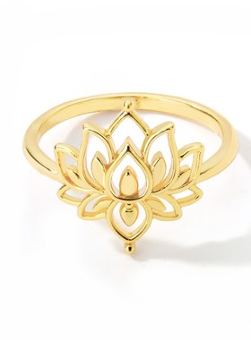 Vintage Lotus Rings for Women Girls Cuff Ring Promise ring S