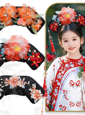 儿童汉服假发古风发包格格旗头
