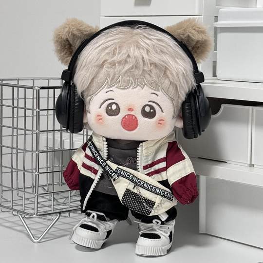 20cm棉花娃娃耳机护目镜耳麦头戴式酷帅二十厘米娃娃玩偶公仔配饰