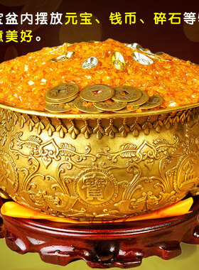 速发盆 铜聚宝阁摆件龙双盆招財聚財客厅店铺装饰工艺品开业礼品