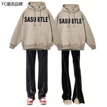 American street design sensation Lianhood woman autumn and winter loose with lazy wind hiphop tide cards original plus suede blouses