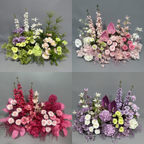 Wedding celebration Qiandai Lan emulation flower rows of red Mori series wedding scenes arranged getaway to get engaged background decorative flowers