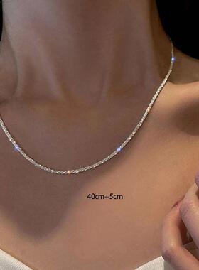 Silver Color Sparkling Necklace For Women Trendy Clavicle Ch
