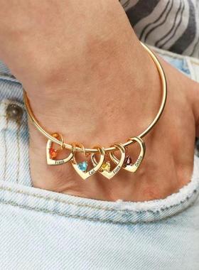 Custom bracelets beads family name engraved jewelry gift