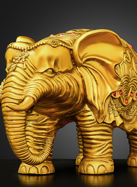 速发铜大象摆件纯玄福财对象铜象客厅吉关办公室桌面装饰大号铜祥