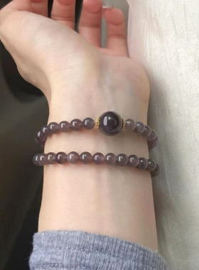 新中式显白烟灰双圈叠戴百搭手链