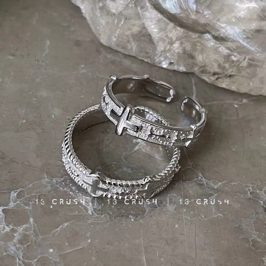 Vintage middle-aged cross ring niche design open adjustable index finger ring versatile couple ring