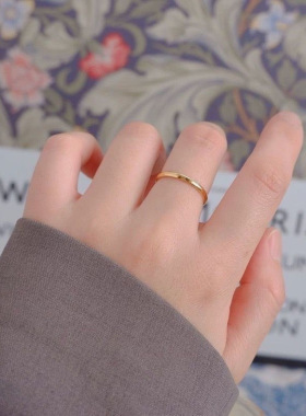 光面不锈钢戒指女小众高级素圈冷淡风指环极简不掉色球面钛钢手饰