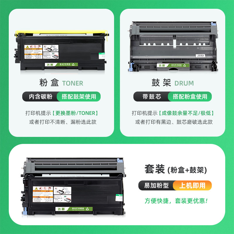 适用兄弟TN2050粉盒DPC7010 7025 MFC7420 HL2040 DR2050硒鼓fax2820联想M7120 M7030打印机M7130 LJ2000鼓架 - 图0