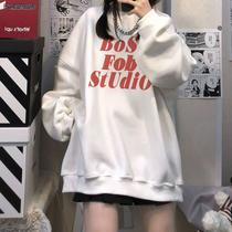 American high street ins retro small crowd 100 lap loose sweatshirt routine plus suede oversize couple the same M149 #