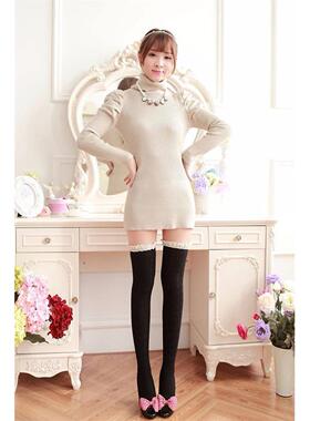 Sexy Medias Lace Up Long Knee Socks Women Over Knee Thigh Hi