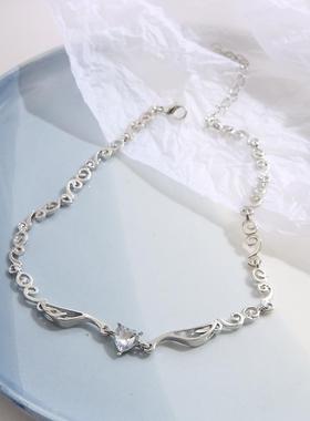 Single diamond love wing clavicle chain for women choker项链