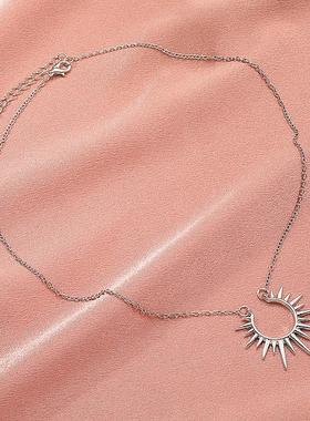 Sunflower pendant necklace with vintage collarbone chainsgl