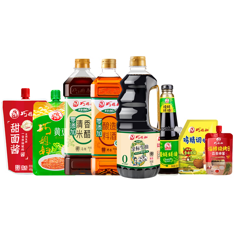 巧媳妇绿酿金标生抽清香米醋谷物酿造料酒蚝油鸡精黄豆酱调味组合