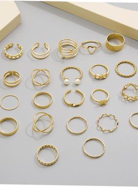 22pcs set New butterfly rings open joint ring set套装戒指女