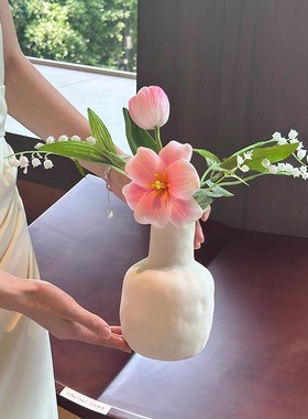 ins郁金香假花仿真花手工花束家居客厅装饰花艺餐桌花瓶插花摆件