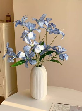 复古ins油画火焰兰仿真假花欧式花束家居客厅桌面插花装饰品摆件