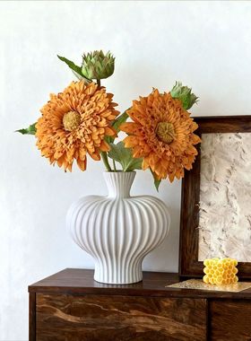 仿真向日葵茶几陶瓷花插装饰摆件