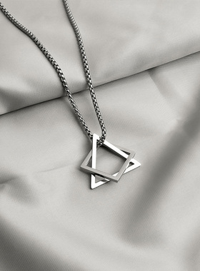 钛钢几何项链情侣个性学生男女三角形简约潮牌百搭小众配饰吊坠链