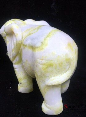 新品天然蓝田玉大象摆件s一对家居客厅玄关酒柜办公室装饰品工艺