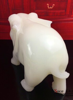 新品阿富b汗白玉象风水摆件一对吸水大象聚财白象家居客厅玄关酒