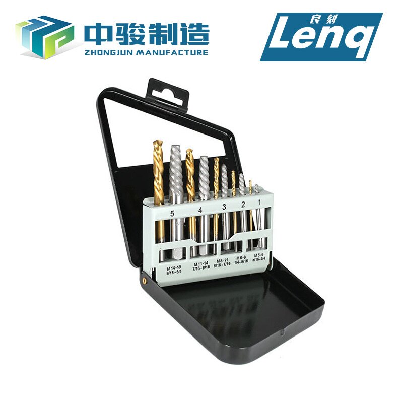 10pcs bolt extractor and drill bit set断丝取出器钻头套装 - 图0