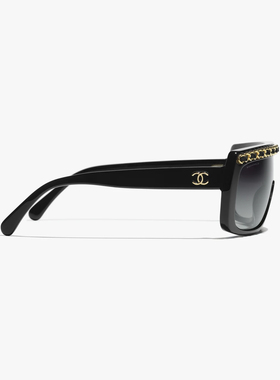Chanel香奈儿黑色小牛皮太阳墨镜