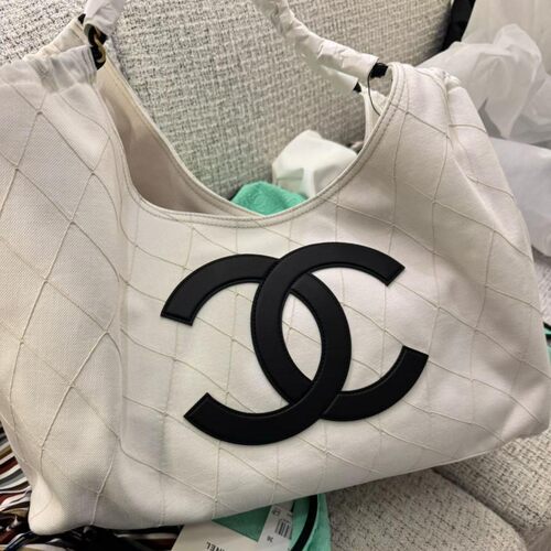 Chanel/香奈儿26M新款女包黑色大双C菱格纹tote托特包腋下包 - 图3