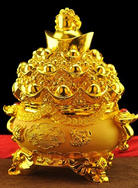 速发招财聚宝盆摆蟾金元宝存钱储钱罐件意金如客厅办公室店铺礼品