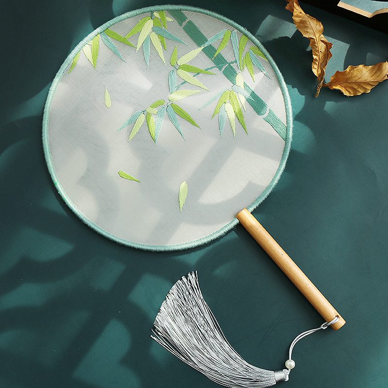 速发刺绣手工材料包自绣团扇制作礼物苏学者古扇初绣风子 - 图1