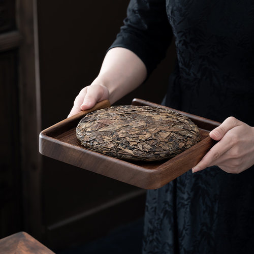 胡桃实木普洱茶盒茶饼收纳盒茶钳茶刀茶针茶具茶道配件赏茶分茶盘 - 图2