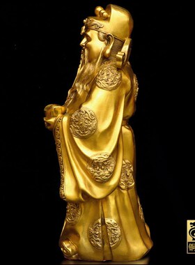 纯铜财神爷站像摆件家用供奉招财进宝财神爷客Q厅店铺客厅家居装