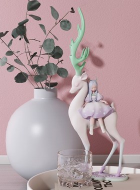 白夜童话祥鹿星河创意鹿摆件朋友乔迁新居礼物女生卧室可爱装饰品