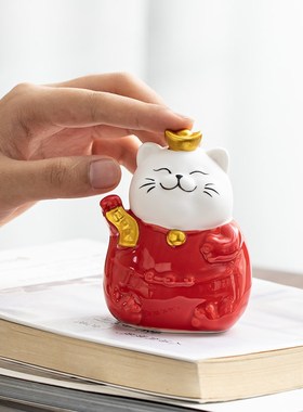 招财猫小摆件陶瓷创意礼品家居装饰客厅店铺开业发财猫玄关桌面
