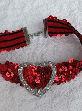 亮片项圈小众爱心蝴蝶颈链choker