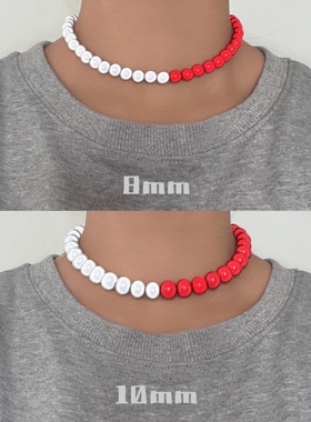 反光发光彩色串珠珍珠男女项链