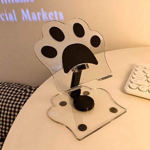 猫爪亚克力360旋转手机支架桌面ipad支架多功能通用平板支撑架便携式可折叠可调节直播支架懒人床头网课神器 - 图2